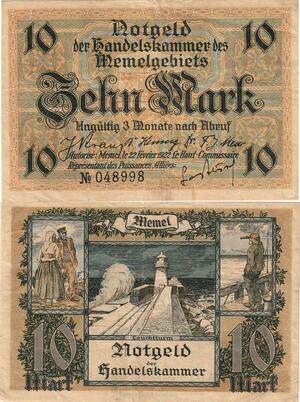 Q5040 Rare Banknote Germany Memel 10 Mark Handelskammer Memelgebiets 1922 -Offer