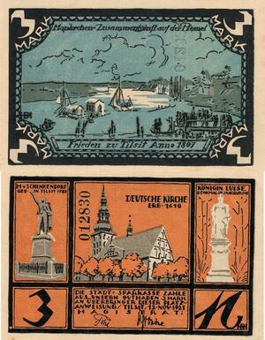 Q5042 Banknote Germany Tilsit 3 Mark View Dammstrasse 1921 - M Offer