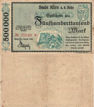 Q5044 Banknote Germany 500000 Mark Castle Kirn 1923 - Make Offer