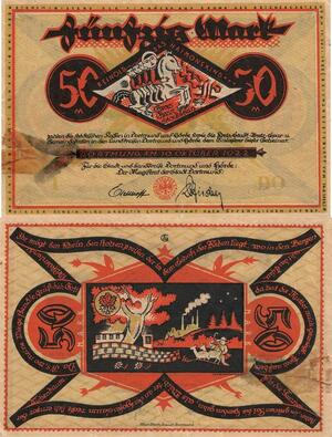 Q5045 Banknote Germany 50 Mark Districts Dortmund Hörde 1922 - Make Offer