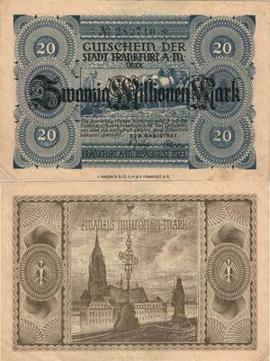 Q5047 Banknote Germany Frankfurt 20 Millionen Mark Province Hesse-Nassau 1923