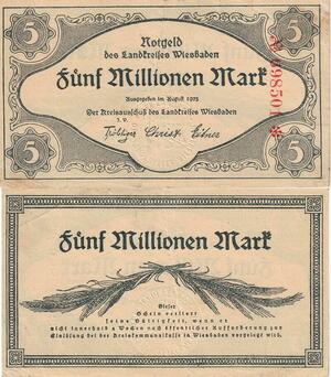 Q5050 Banknote Germany Wiesbaden 5 Millionen Mark 1923 - M Offer