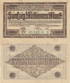 Q5051 Banknote Germany Hessische 50 Millionen Mark 1923 - M Offer