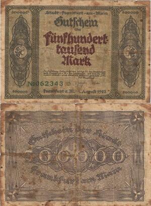 Q5052 Banknote Germany Frankfurt 500 000 Mark 1923 - Make Offer