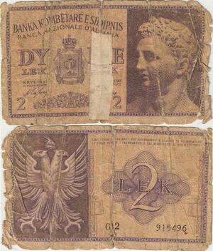 Q5060 Banknote Albania Kombêtare  E Shipnis 2 Lek - Make Offer