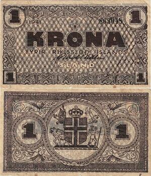 Q5061 Banknote Fyrir Rikissjod Island 1 Krona 1941 - Make Offer