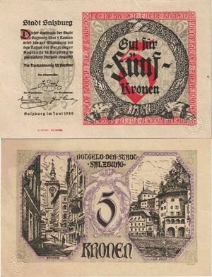 Q5063 Banknote Austria Salzburg 5 Kronen 1920 - Make Offer