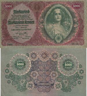 Q5066 Banknote Austria Hungary 5 000 Kronen 1922 - Make Offer
