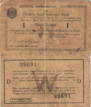 Q5067 Banknote German East Africa Deutsch-Ostafrikanische 1 Rupie 1915 - Make Offer