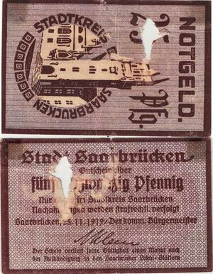 Q5069 Banknote Saarbrücken Stadtkreis 25 Pfennig 1919 Notgeld - Make Offer