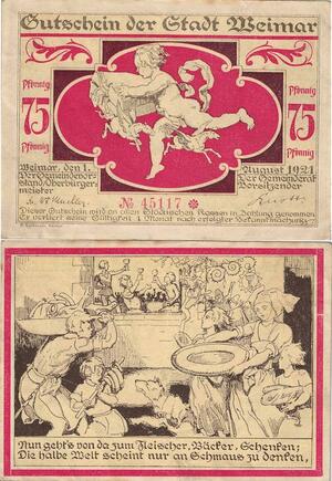 Q5072 Banknote Germany Weimar 75 Pfennig 1921 Notgeld - Make Offer