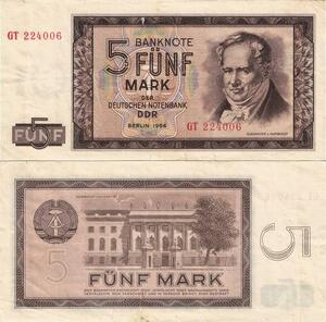 Q5074 Banknote Germany Staatsbank Der DDR 5 Mark Alexander Humboldt 1964 - Make Offer