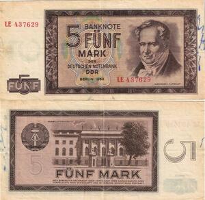 Q5075 Banknote Germany Staatsbank Der DDR 5 Mark Alexander Humboldt 1964 - Make Offer