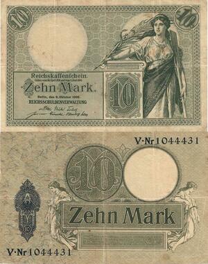 Q5080 Banknote Germany Berlin 10 Mark Reichskaffen Schein 1906 - Make Offer