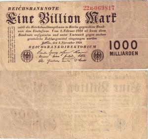 Q5081 Banknote Germany Berlin 1000 Milliarden Mark Reichsbankdirektorium 1923 - Make Offer