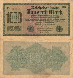 Q5084 Banknote Germany Berlin 1000 Mark 1922 - Make Offer