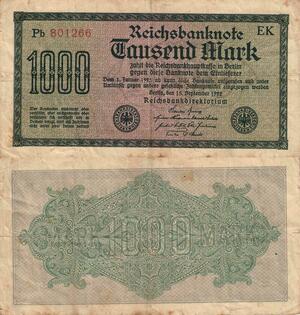 Q5085 Banknote Germany Berlin 1000 Mark 1922 - Make Offer