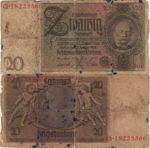 Q5088 Banknote Germany Berlin 20 Mark 1924-1929 - Make Offer