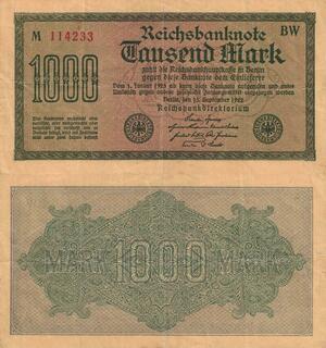 Q5091 Banknote Germany Berlin 1000 Mark 1922 - Make Offer