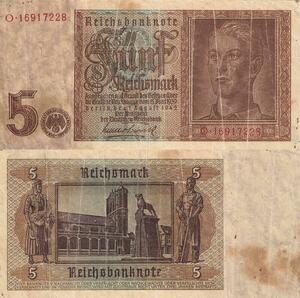 Q5092 Banknote Germany Berlin 5 Reischsmark Hitlerjunge 1942 - Make Offer