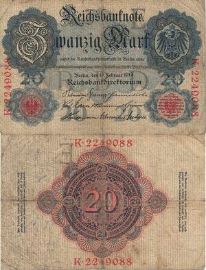 Q5093 Banknote Germany Berlin 20 Mark Reichsbanknote 1914 - Make Offer