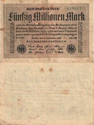 Q5097 Banknote Germany Berlin 50 Millionen Mark Onesided 1923 - Make Offer
