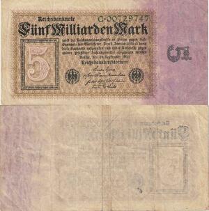 Q5099 Banknote Germany Berlin 5 Milliarden Mark Reichsbanknote 1923 - Make Offer