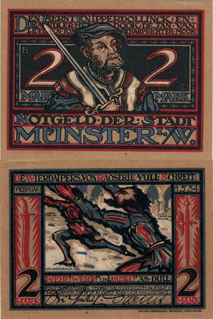 Q5102 Banknote Germany Notgeld der stadt Munster 2 Mark 1534 1921 - M Offer