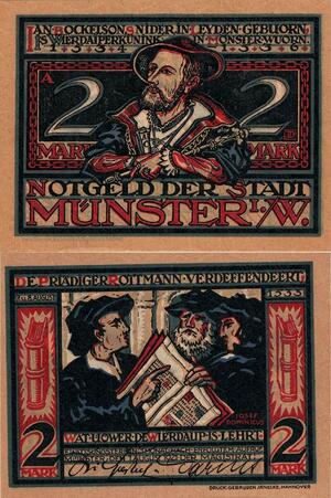 Q5103 Banknote Germany Notgeld der stadt Munster 2 Mark 1534 1921 - M Offer