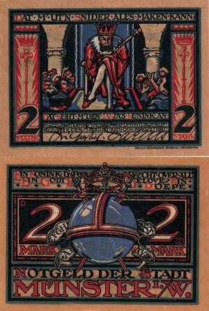 Q5105 Banknote Germany Notgeld der stadt Munster 2 Mark 1921 - Make Offer