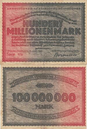 Q5107 Banknote Germany 100 Millionen Mark Arbeitgeber Verenigung 1923 - M Offer