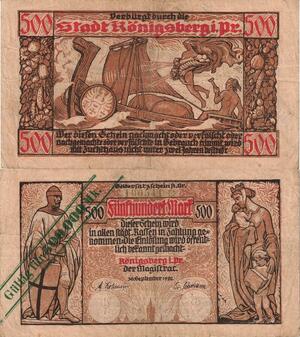 Q5108 Banknote Germany 500 Mark/ 500000 Mark  Stadt Ronigsberg  1922 - Offer