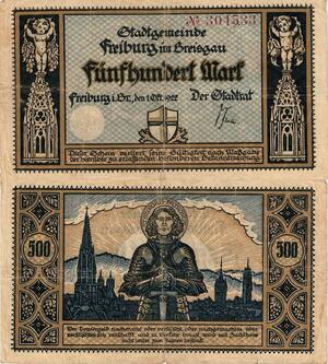 Q5112 Banknote Germany Gemeinde Freiburg im Breisgau 500 Mark 1922 - Make Offer