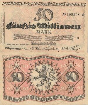Q5117 Banknote Germany 50 Millonen Mark Notgeldschein 1924 - Make Offer