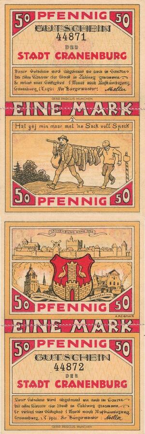 Q5119 Banknote Germany Cranenburg 50 pfennig 1921 - Make Offer