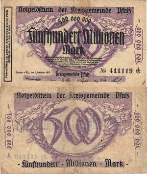 Q5122 Banknote Germany 500 Milionen Mark Notgeldschein 1923 - Make Offer