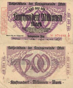 Q5123 Banknote Germany 500 Millionen Mark Notgeldschein 1923 - Make Offer