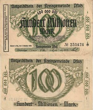 Q5125 Banknote Germany 100 Millionen Mark Notgeldschein 1924 - Make Offer