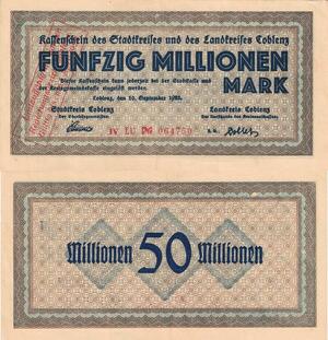 Q5136 Banknote Germany 50 Million Mark Stadt Coblenz 1923 - Make Offer
