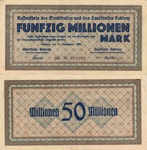 Q5137 Banknote Germany 50 Million Mark Stadt Coblenz 1923 - Make Offer