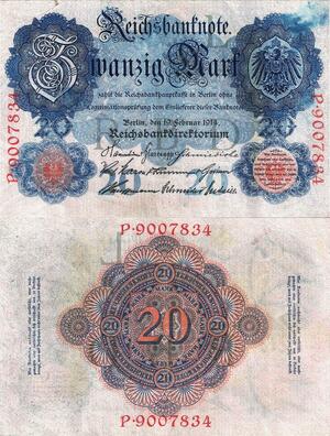 Q5146 Banknote Germany 20 Mark Reichsbanknote 1914 - Make Offer
