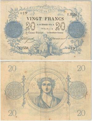 Q5158 Rare Inédit ? France 20 Francs Type 1871 10 Février 1873 PCGS VF25 ->Offer
