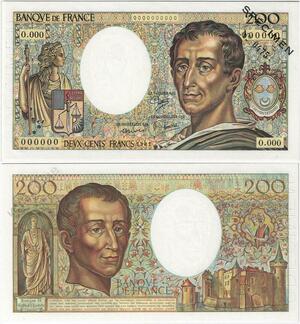 Q5168 Rare France 200 Francs Montesquieu Specimen 0000 1981 PCGS MS64 -> M Offer