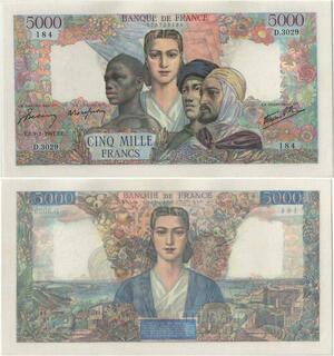 Q5181 Très Rare France 5000 Francs Empire Français 1947 PCGS AU55 -> Make offer