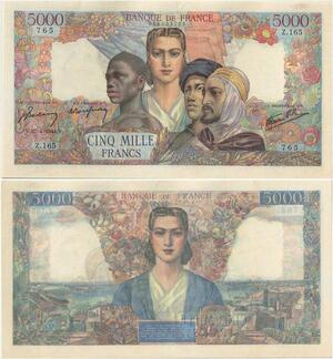 Q5182 Très Rare France 5000 Francs Empire Français 1947 PCGS AU55 -> Make offer