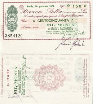 Q5194 Banknote Italy 200 Lire  Banca Sella Biella 1977 - Make Offer