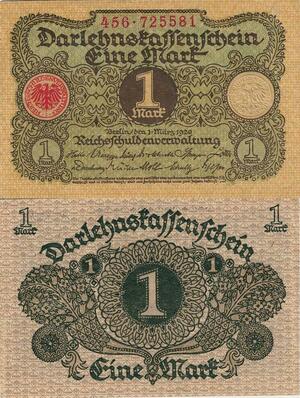 Q5204 Banknote Germany 1 Mark Darlehnskassenschein 1920 UNC - Make Offer