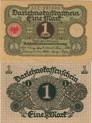 Q5205 Banknote Germany 1 Mark Darlehnskassenschein 1920 UNC - Make Offer