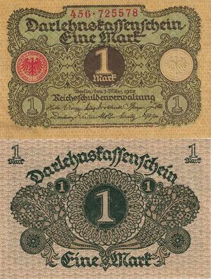 Q5206 Banknote Germany 1 Mark Darlehnskassenschein 1920 AU - Make Offer