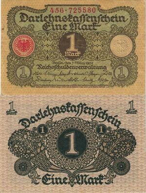 Q5208 Banknote Germany 1 Mark Darlehnskassenschein 1920 UNC - Make Offer
